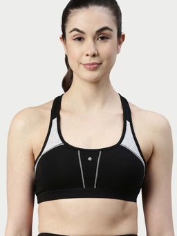 Enamor - SB08 Padded Wirefree Full Coverage Racer Back Medium Impact Cotton Bra - Black