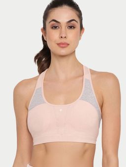 Enamor - Side Panel Shaping Racer back Padded Wirefree High Coverage Cotton Sports Bra SB08