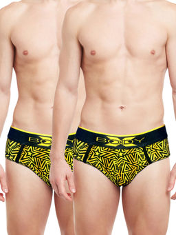 BODYX - Mens Printed Cotton Briefs (Pack of 2)