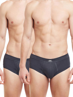 BODYX - Mens Solid Cotton Briefs Navy Blue (Pack of 2)