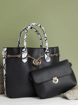 Haute Sauce - Solid Black tote Bag with Pouch