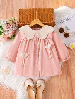 Hopscotch - Girls Pink Heart Applique Full-Sleeve Jacket