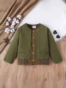 Hopscotch - Boys Olive Solid Full-Sleeve Jacket