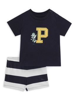 Puma - Navy Blue Minicats Super T-Shirt & Shorts (Set of 2)