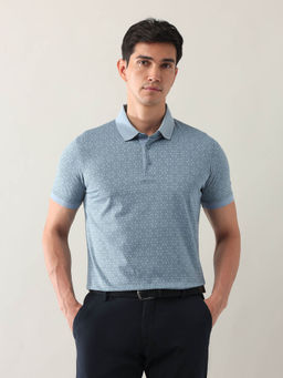 Arrow - Men Blue Geometric Printed Night Is Young Polo T-shirt