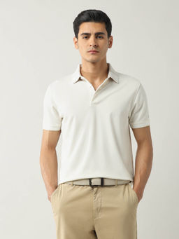 Arrow - Men White Solid Pure Cotton Polo T-shirt