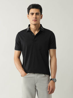 Arrow - Men Black Solid Pure Cotton Polo T-shirt