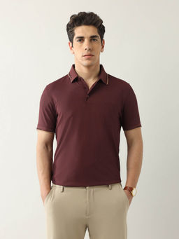 Arrow - Men Maroon Solid Regular Fit Polo T-shirt