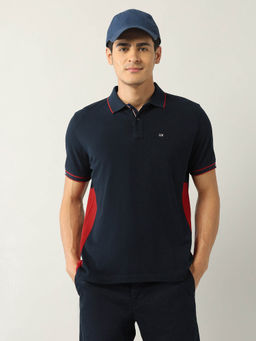 Arrow Sports - Men Navy Blue Solid Regular Fit Spring Sorbet Polo T-shirt