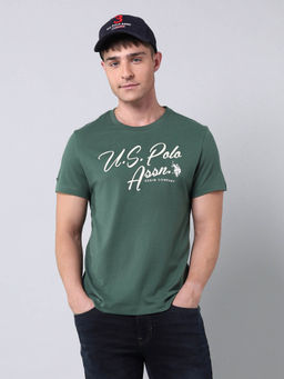 U.S. Polo Assn. Denim Co. - Men Green Brand Printed Muscle Fit Americana T-shirt