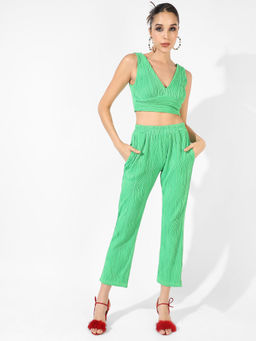 PINACOLADA - Women Green Textured Co-Ord (Set of 2)