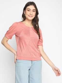 Latin Quarters - Women Red Solid Half Sleeve Regular Top
