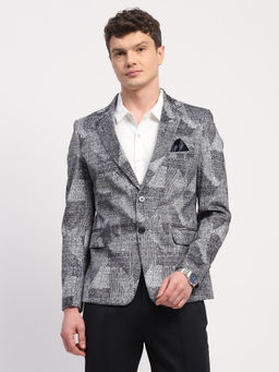 Global Republic - Grey Abstract Print Notch Lapel Blazer Coat