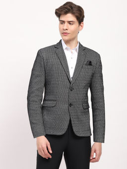 Global Republic - Black Woven Notch Lapel Blazer Coat