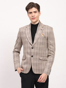 Global Republic - Beige Check Notch Lapel Blazer Coat