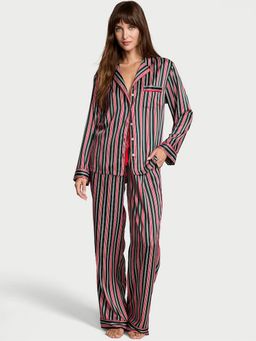 Victoria's Secret - Glazed Satin Long Nightsuit Multi-Color