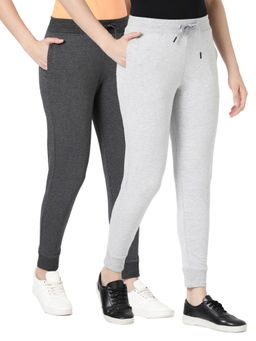 BLOSSOM - Womens Stretch Cotton French Terry Joggers Multi-Color (Pack of 2)