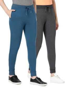 BLOSSOM - Womens Stretch Cotton French Terry Joggers Multi-Color (Pack of 2)