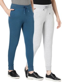 BLOSSOM - Womens Stretch Cotton French Terry Joggers Multi-Color (Pack of 2)