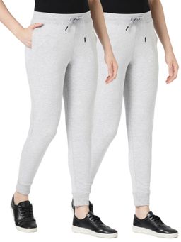 BLOSSOM - Womens Stretch Cotton French Terry Joggers Grey (Pack of 2)