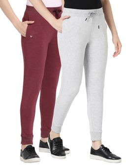 BLOSSOM - Womens Stretch Cotton French Terry Joggers Multi-Color (Pack of 2)