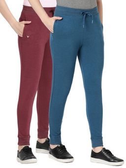 BLOSSOM - Womens Stretch Cotton French Terry Joggers Multi-Color (Pack of 2)