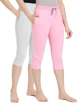 BLOSSOM - Womens Elastane Premium Soft Stretchable Cotton Capri Multi-Color (Pack of 2)