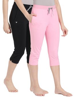 BLOSSOM - Womens Elastane Premium Soft Stretchable Cotton Capri Multi-Color (Pack of 2)