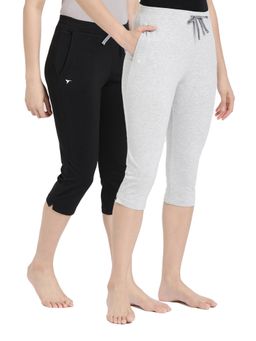 BLOSSOM - Womens Elastane Premium Soft Stretchable Cotton Capri Multi-Color (Pack of 2)