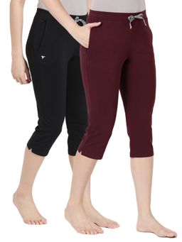 BLOSSOM - Womens Elastane Premium Soft Stretchable Cotton Capri Multi-Color (Pack of 2)