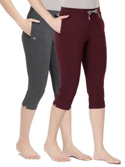 BLOSSOM - Womens Elastane Premium Soft Stretchable Cotton Capri Multi-Color (Pack of 2)