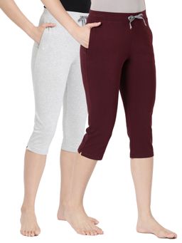 BLOSSOM - Womens Elastane Premium Soft Stretchable Cotton Capri Multi-Color (Pack of 2)
