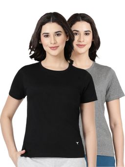 BLOSSOM - Womens 100% Knitted Cotton Round Neck T-Shirt Multi-Color (Pack of 2)
