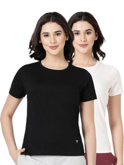 BLOSSOM - Womens 100% Knitted Cotton Round Neck T-Shirt Multi-Color (Pack of 2)