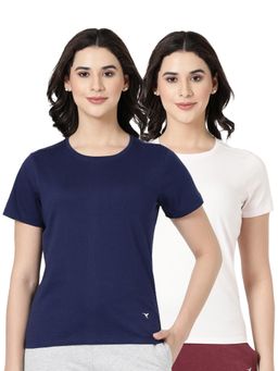BLOSSOM - Womens 100% Knitted Cotton Round Neck T-Shirt Multi-Color (Pack of 2)