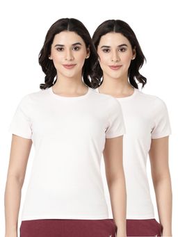 BLOSSOM - Womens 100% Knitted Cotton Round Neck T-Shirt Off White (Pack of 2)