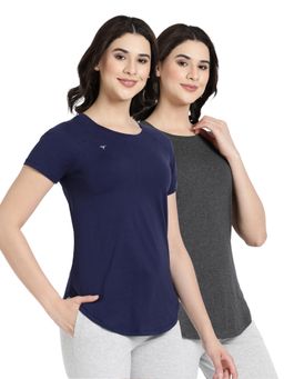BLOSSOM - Womens Stretchable Cotton T-Shirt Multi-Color (Pack of 2)