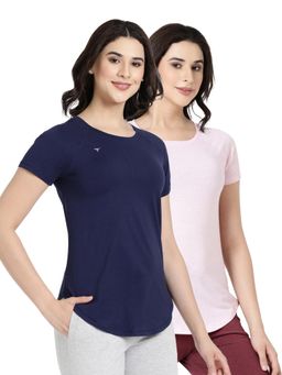 BLOSSOM - Womens Stretchable Cotton T-Shirt Multi-Color (Pack of 2)