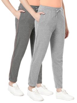 BLOSSOM - Womens Cotton Pants with Pockets Contrast Piping Multi-Color (Pack of 2)