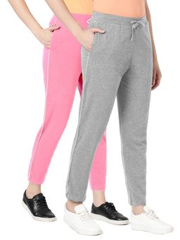 BLOSSOM - Womens Cotton Pants with Pockets Contrast Piping Multi-Color (Pack of 2)