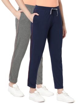 BLOSSOM - Womens Cotton Pants with Pockets Contrast Piping Multi-Color (Pack of 2)