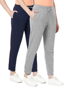 BLOSSOM - Womens Cotton Pants with Pockets Contrast Piping Multi-Color (Pack of 2)