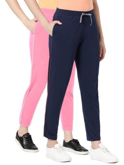 BLOSSOM - Womens Cotton Pants with Pockets Contrast Piping Multi-Color (Pack of 2)