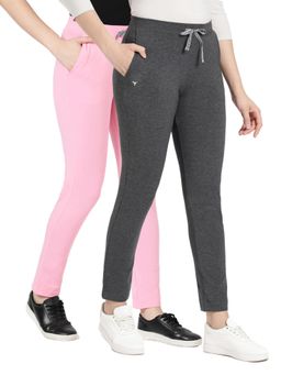 BLOSSOM - Womens Drawstring Closure Fitted Lounge Pants Multi-Color (Pack of 2)