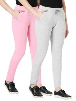 BLOSSOM - Womens Drawstring Closure Fitted Lounge Pants Multi-Color (Pack of 2)