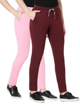 BLOSSOM - Womens Drawstring Closure Fitted Lounge Pants Multi-Color (Pack of 2)