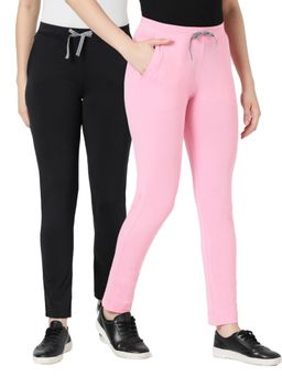 BLOSSOM - Womens Drawstring Closure Fitted Lounge Pants Multi-Color (Pack of 2)