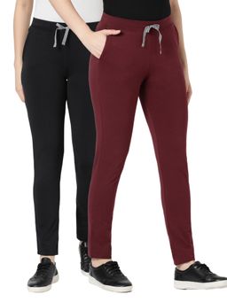 BLOSSOM - Womens Drawstring Closure Fitted Lounge Pants Multi-Color (Pack of 2)