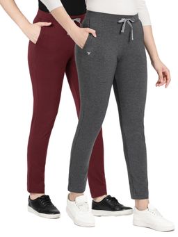 BLOSSOM - Womens Drawstring Closure Fitted Lounge Pants Multi-Color (Pack of 2)