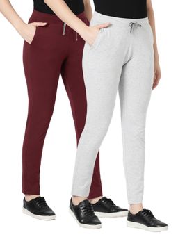 BLOSSOM - Womens Drawstring Closure Fitted Lounge Pants Multi-Color (Pack of 2)